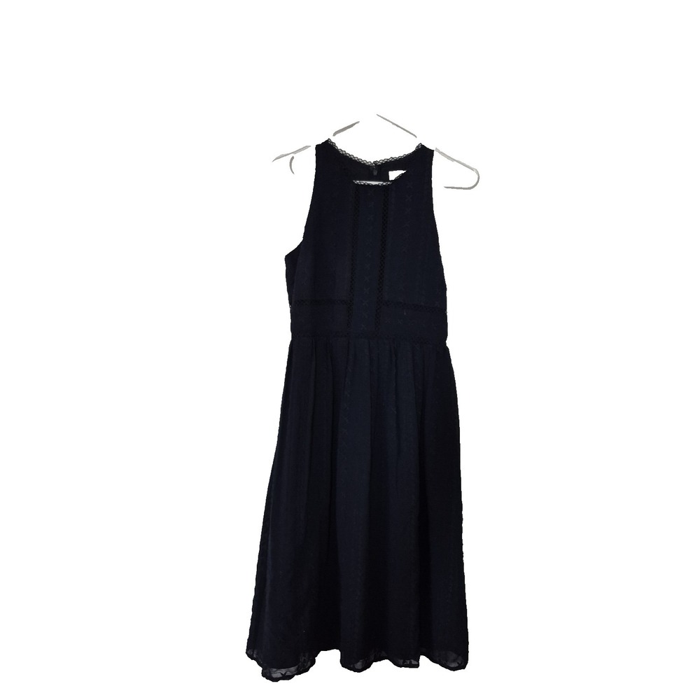 Loft Dress Womens 2‎ Navy Blue Embroidered Lined Sleeveless Fit & Flare